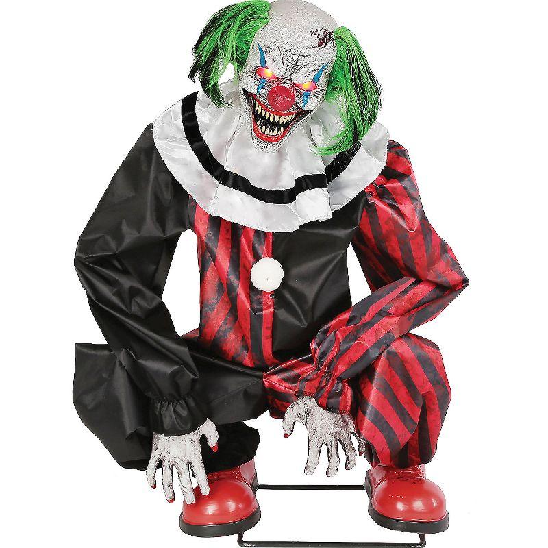 Seasonal Visions Animated Crouching Clown Halloween Decoration -  - Red