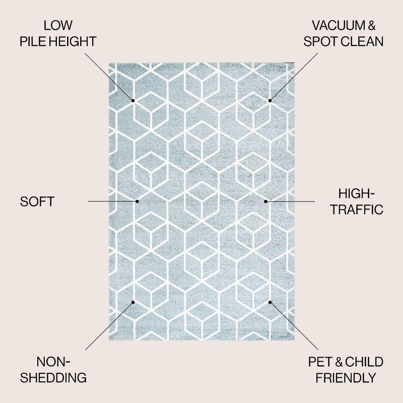 4'x6' Tumbling Blocks Modern Geometric Area Rug, Light Blue/White - JONATHAN Y