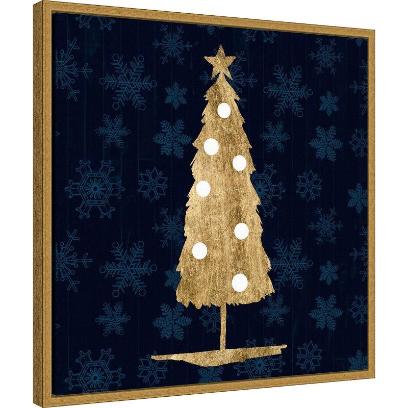 Amanti Art 22"x22" Blue and Tan Sophisticated Christmas II by Grace Popp Framed Canvas Wall Art Print