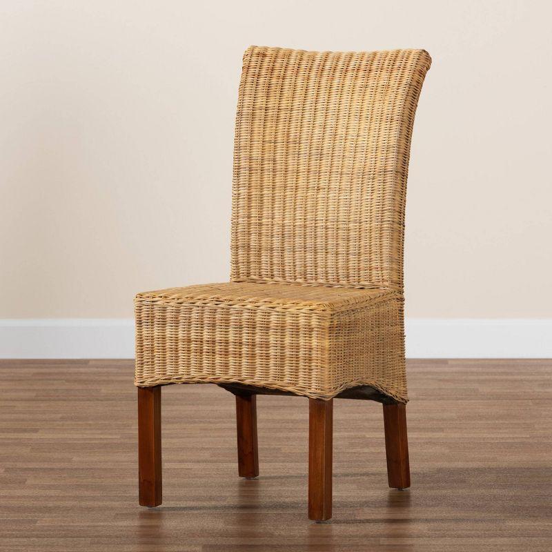 Shamara Natural Rattan and Mahogany Wood Dining Chair Walnut Brown - bali & pari