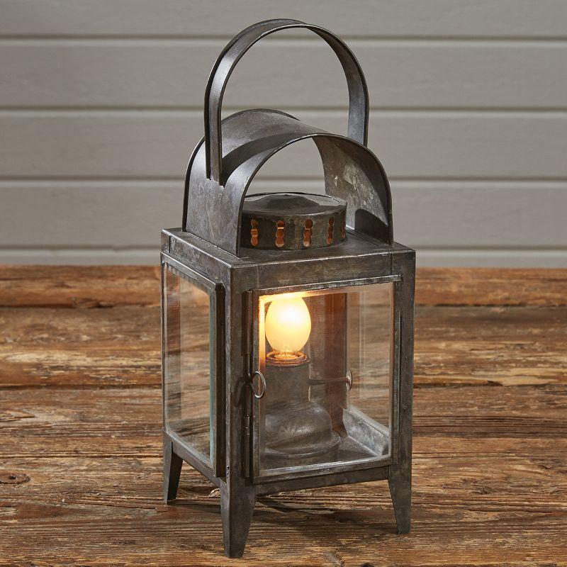 Galvanized Metal and Glass Rustic Lantern Accent Lamp