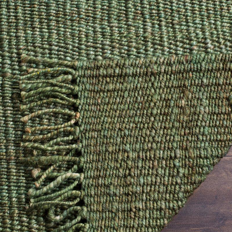 Boho Farmhouse Handwoven Green Jute 8' Square Rug