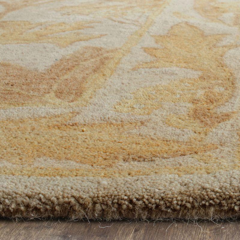 Heirloom Elegance 6' Square Hand-Tufted Wool Rug in Beige and Gold