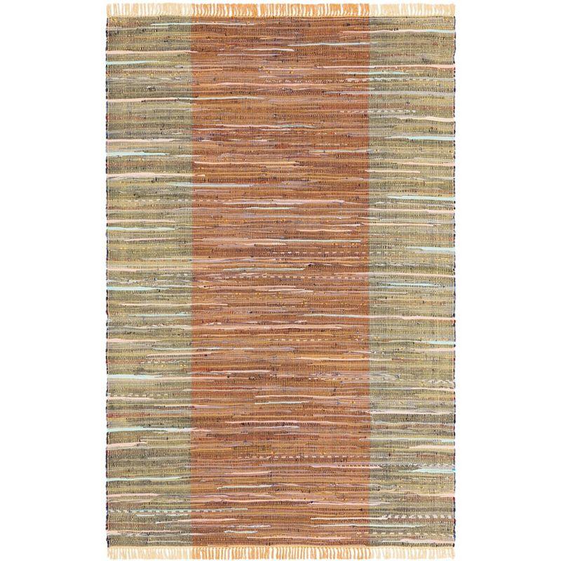 Rag Area Rug RAR122 Hand Woven Area Rug - Rust/Gold - 4'x6' - Safavieh.