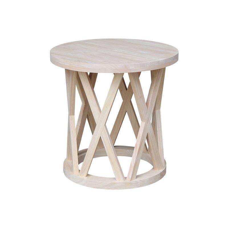 27" Round Solid Parawood Ceylon End Table - Unfinished