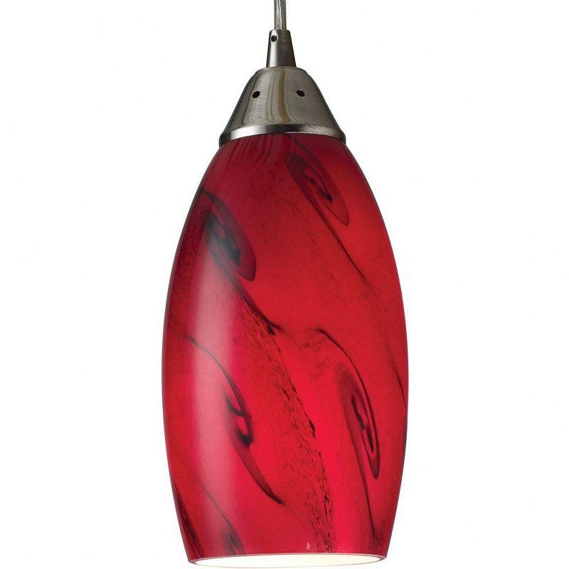 Red Galaxy Glass Mini Pendant with Satin Nickel Finish