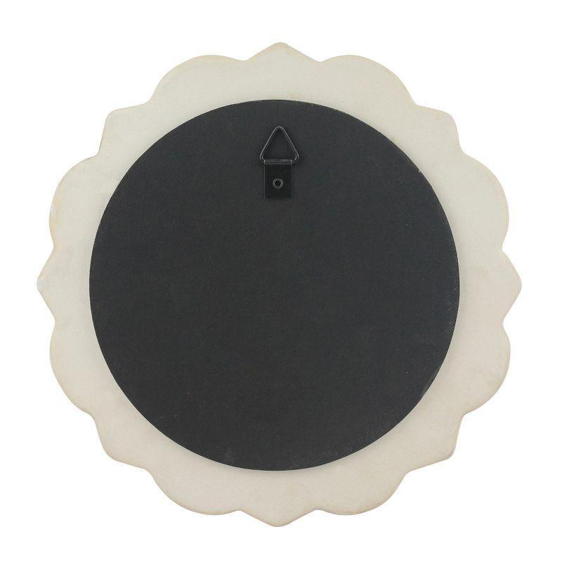 Round Ceramic Floral Wall Hanging Mirror White - Stonebriar Collection