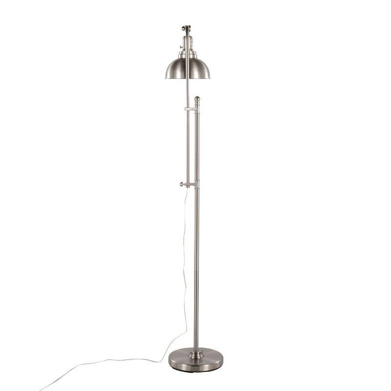 LumiSource Emery Industrial Floor Lamp in Nickel: Modern Arc Design, UL Listed, Metal Shade