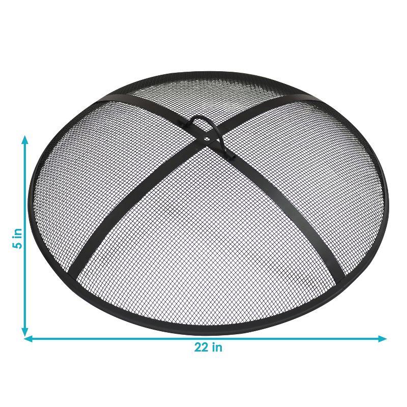 SunnyDaze Decor Heavy-Duty Round Steel Mesh Fire Pit Spark Screen with Handle