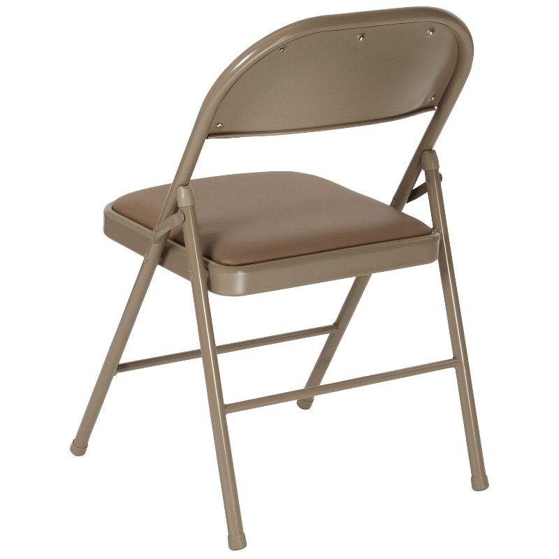 Flash Furniture 2 Pack HERCULES Series Double Braced Beige Vinyl Folding Chair