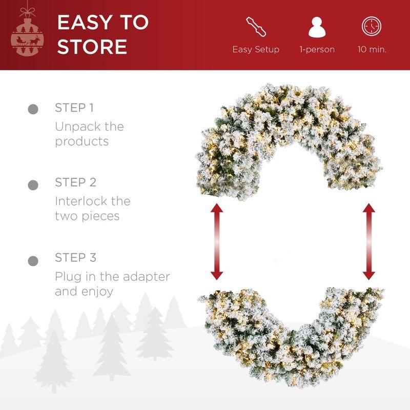 Best Choice Products 48in Artificial Pre-Lit Flocked Fir Christmas Wreath Decoration w/ 200 2-in-1 LED Lights, 714 Tips