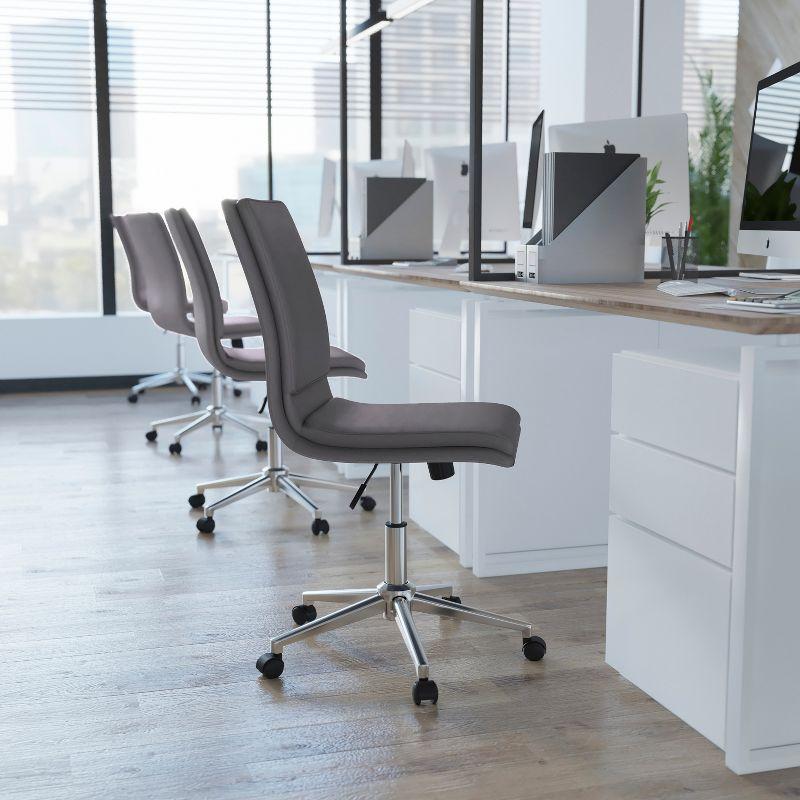 Flash Furniture Madigan Mid-Back Armless Swivel Task Office Chair with LeatherSoft and Adjustable Chrome Base, Gray
