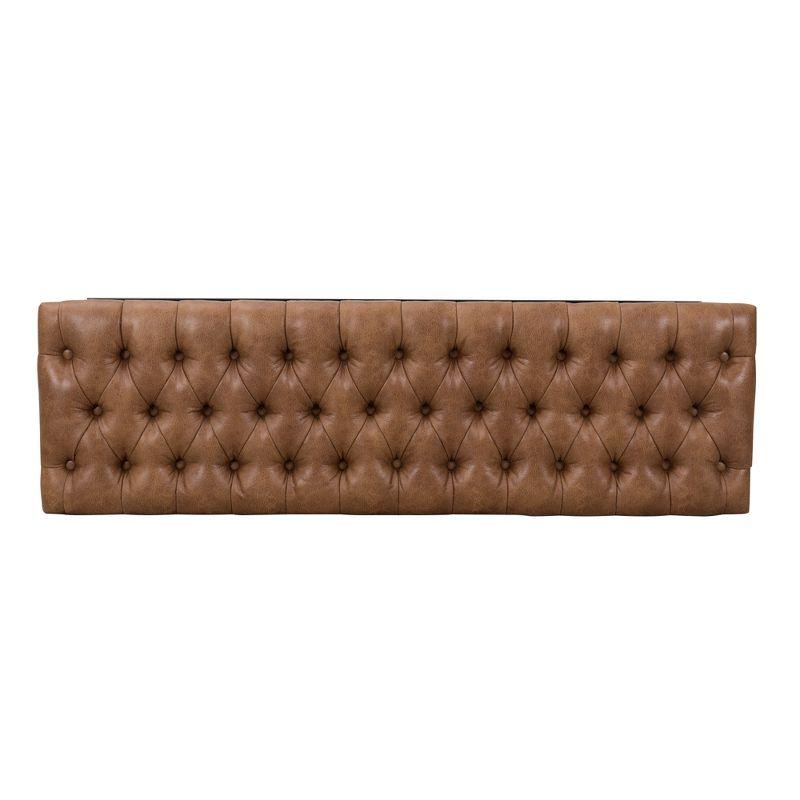 52.25" Draper Large Decorative Bench with Button Tufting Light Brown Faux Leather - HomePop