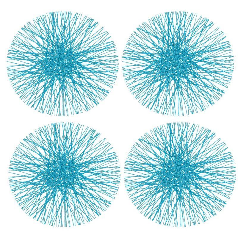 Saro Lifestyle Straw Placemat, 15" Round (Set of 4), Turquoise, 15" Round