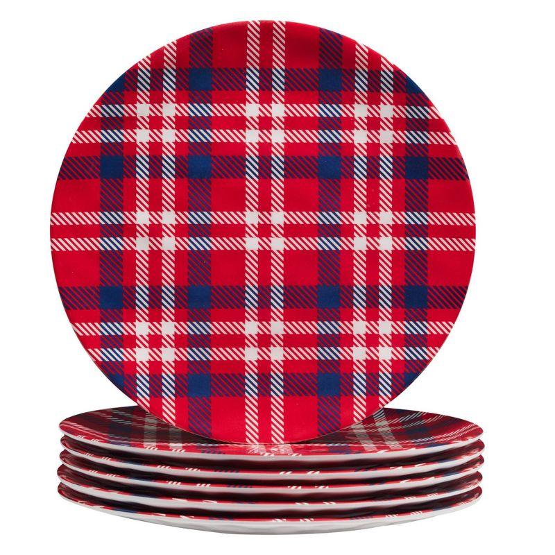 Patriotic Plaid Set/6 Dinner Plate 11"