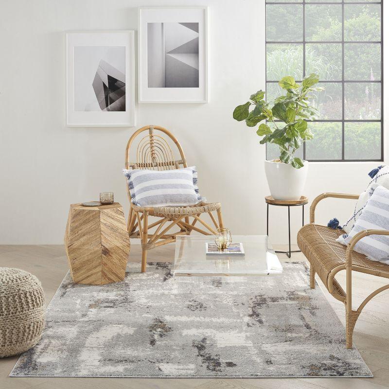 Nourison Elation Ultra Modern Indoor Rug Grey Ivory 7'10" x 9'10"