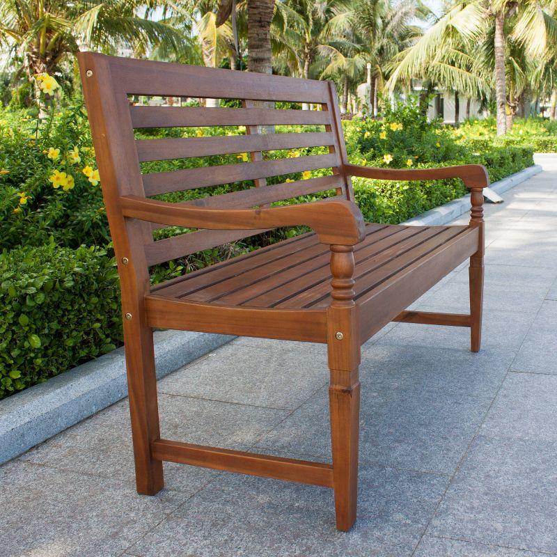 Nantucket Garden Bench - Merry Products: Acacia Hardwood, Contoured Comfort, Water-Resistant, 500lb Capacity