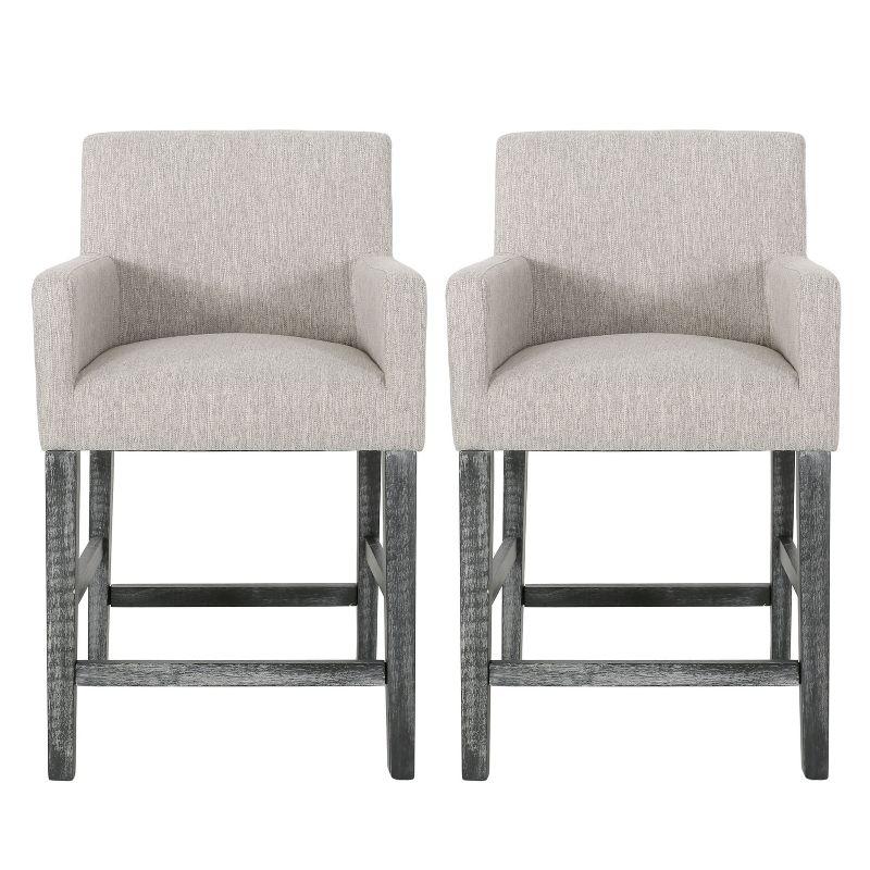 Chaparral Light Gray Upholstered Wood 26 inch Counter Stools, Set of 2