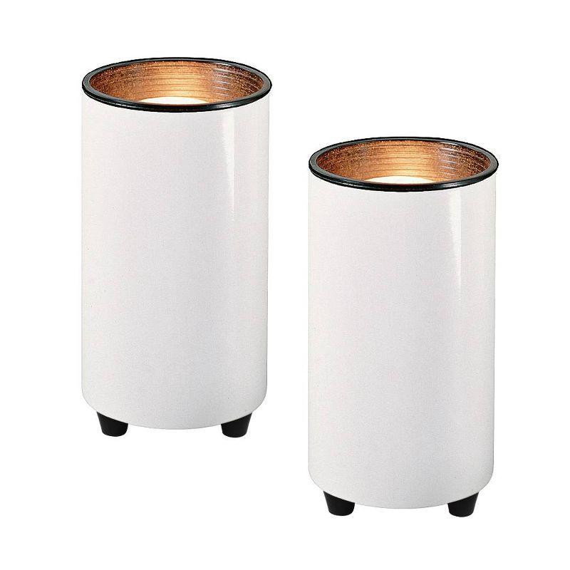 White Mini Cylinder Uplight Accent Spot Lights Set of 2