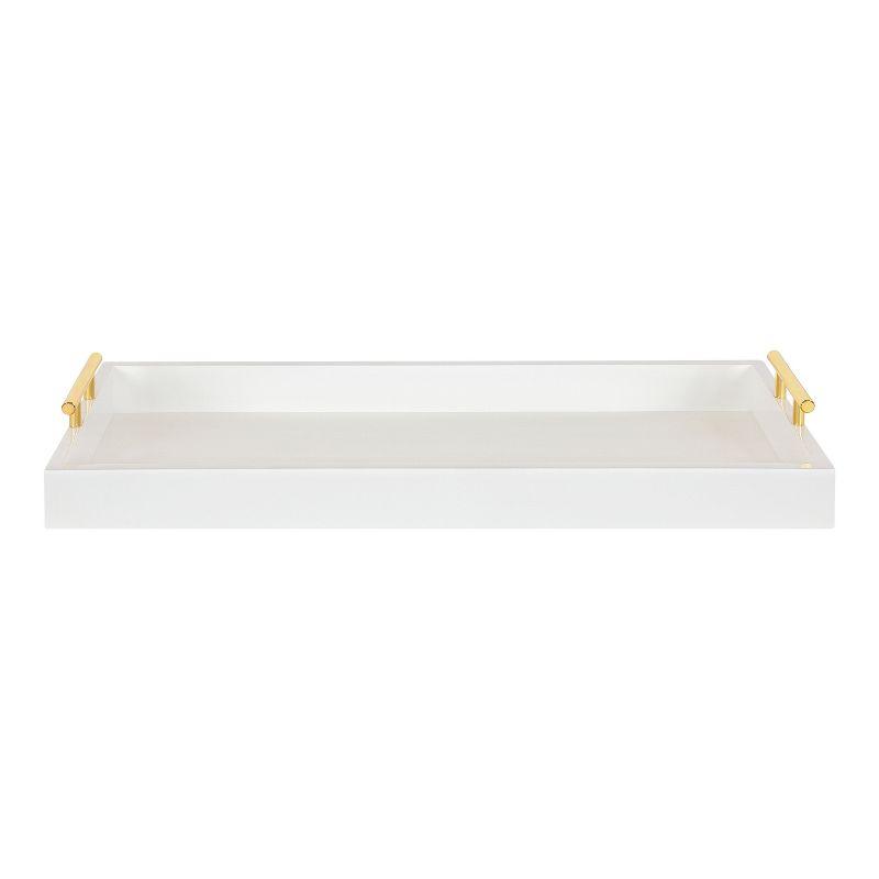 Kate and Laurel Lipton Tray, 10x24, White and Gold
