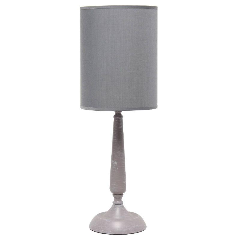 Gray Wash Metal Candlestick Table Lamp with Fabric Shade