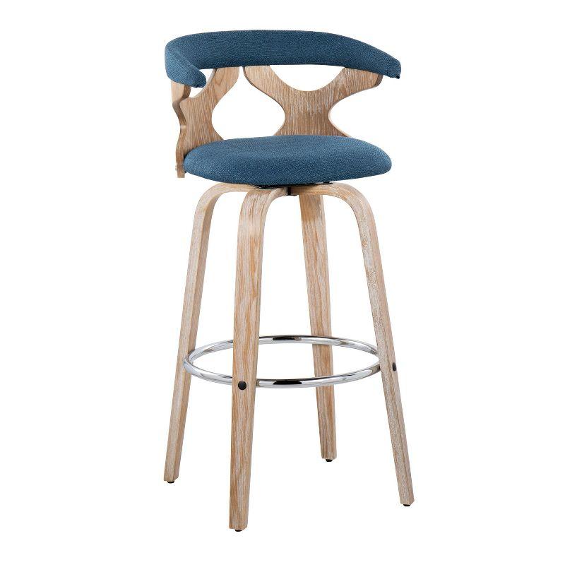 Set of 2 Gardenia Barstools White Wash/Blue - LumiSource: Upholstered Swivel Counter Height with Arms