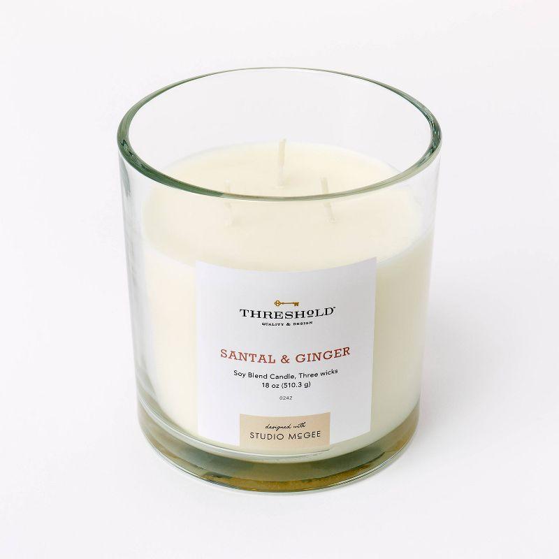 Clear Glass Santal & Ginger 3-Wick Soy Candle