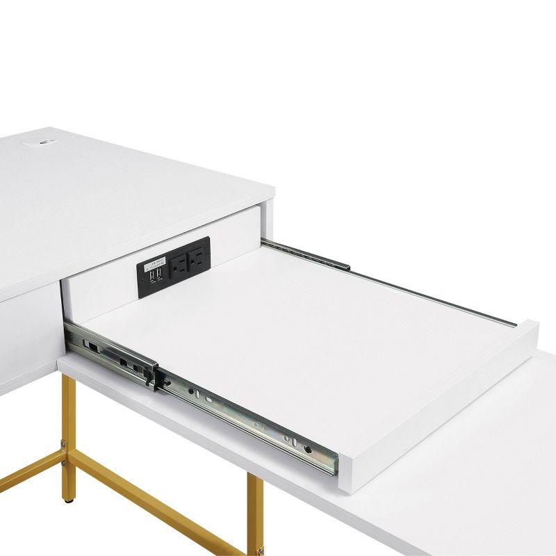 Modern Life L Shaped Desk White - OSP Home Furnishings: Home Office Furniture with All Purpose Drawer