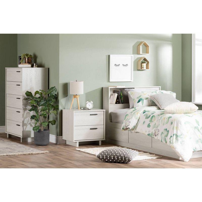 Fynn Winter Oak Modern 2-Drawer Nightstand with Sleek Metal Pulls