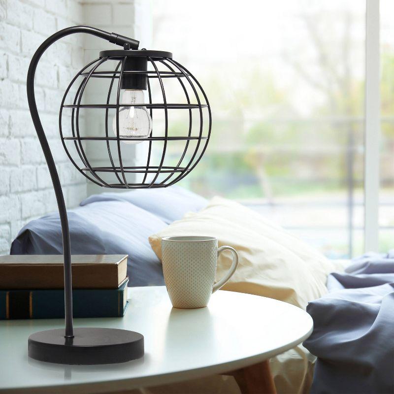 Matte Black Metal Arched Cage Table Lamp