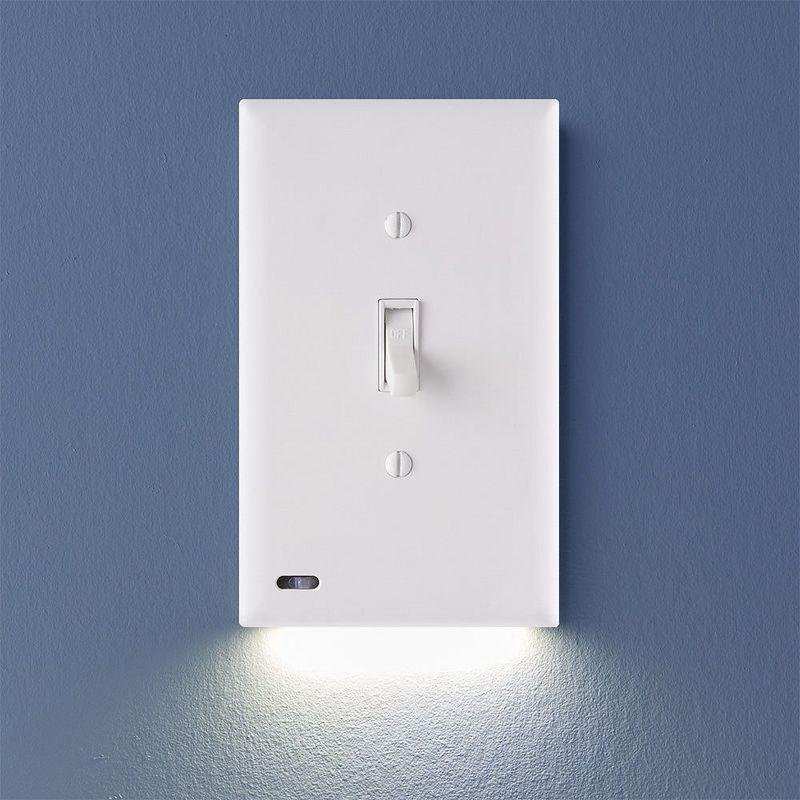 White Smart Toggle Switch Plate with LED Night Light