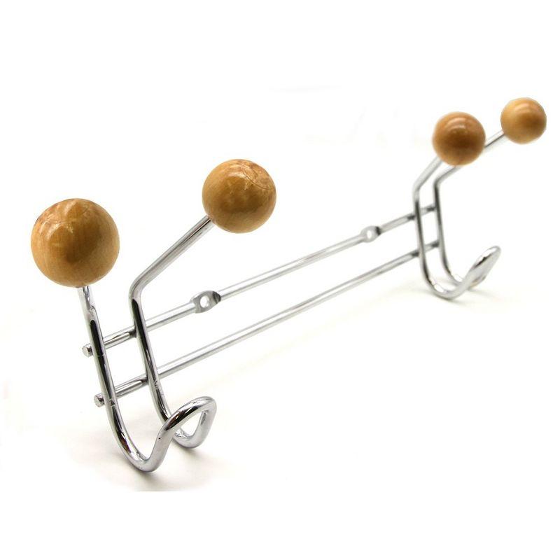 Wall Mounted Coat Rack 6 Hooks Chrome for Towel Hat Entryway