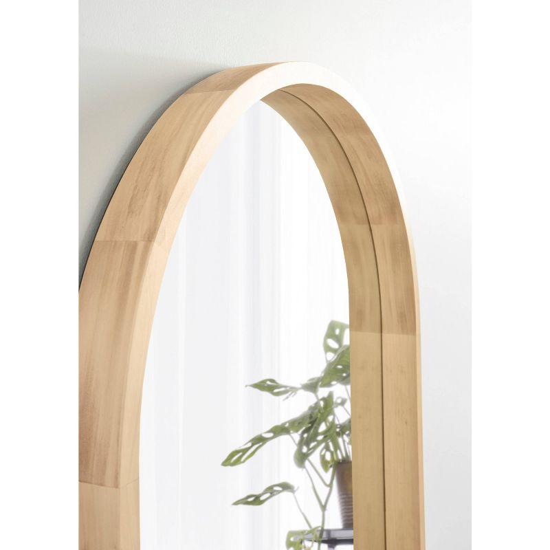 24" x 36" Hutton Wood Framed Capsule Wall Mirror Natural: Scandinavian Style, Poplar Frame - Kate & Laurel