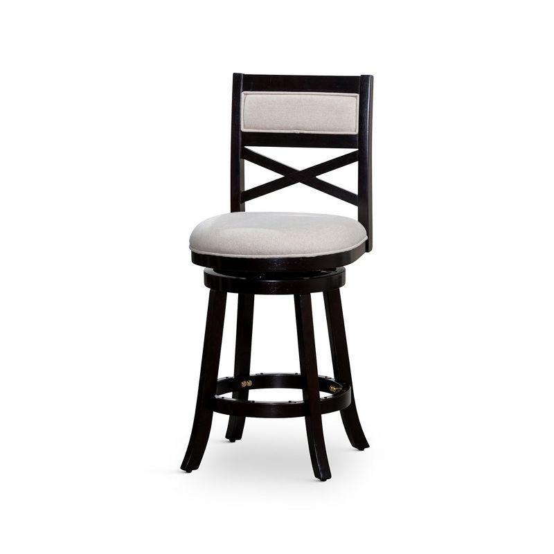 Espresso Beige 24" Swivel Counter Height Stool with X-Back