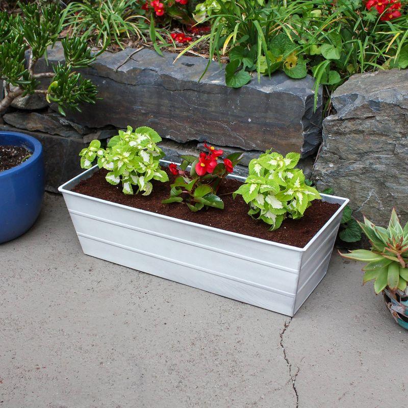 Light Off-White Galvanized Steel Outdoor Planter Box with Growing Kit