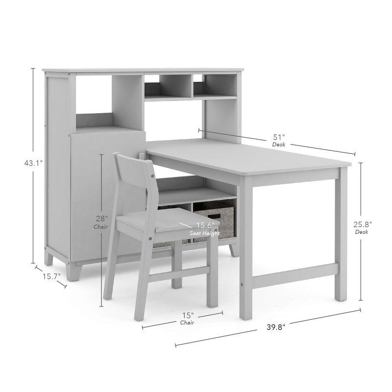 Martha Stewart Kids' Media System Desk and Chair Set: Children's Wooden Homeschool Study Table with Hutch Storage; Bedroom Furniture