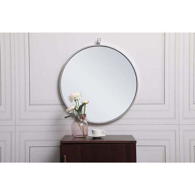 Elegant Lighting Metal frame round mirror with decorative hook 21 inch in Black