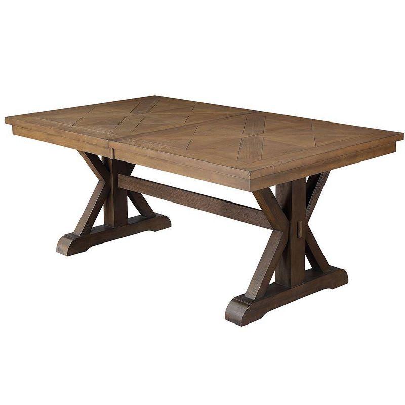 Pascaline 72-96" Dining Tables Gray Fabric, Rustic Brown and Oak - Acme Furniture