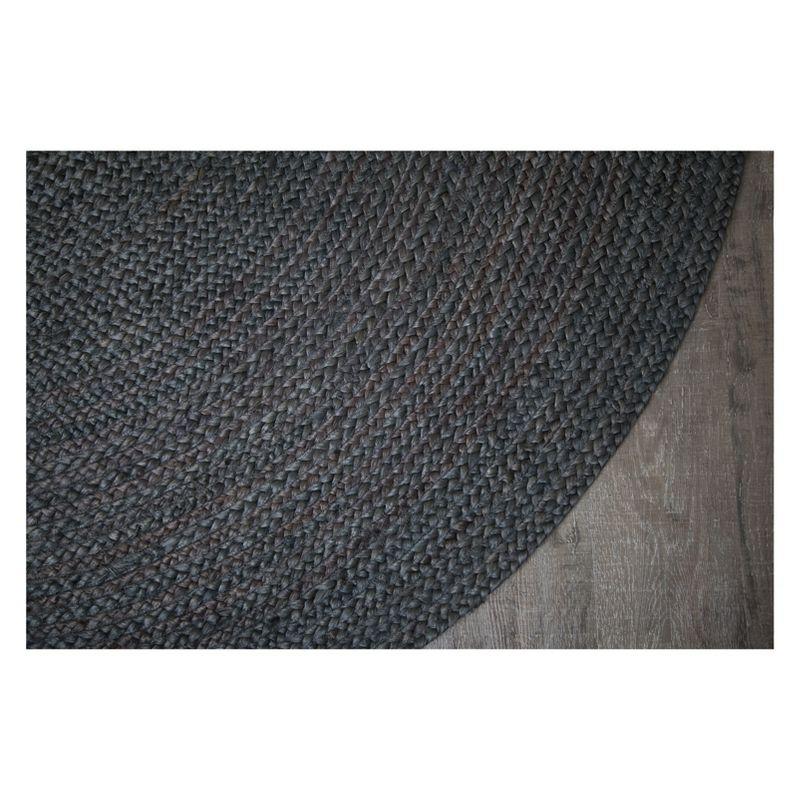 Handmade Kerala Gray Braided Jute Round Rug, 49"