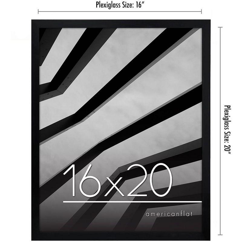 Americanflat 16x20 Poster Frame with Polished Plexiglass - Streamline Collection - Thin Border Picture Frame for Wall Display - Black