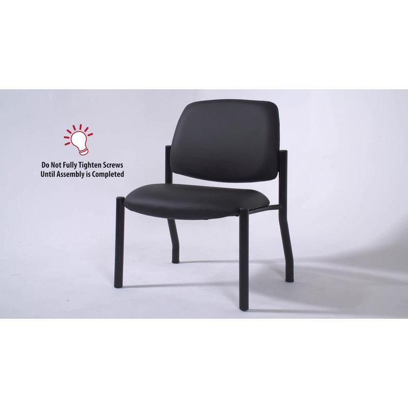 Sleek 400lb Capacity Armless Guest Chair in Antimicrobial Black Vinyl