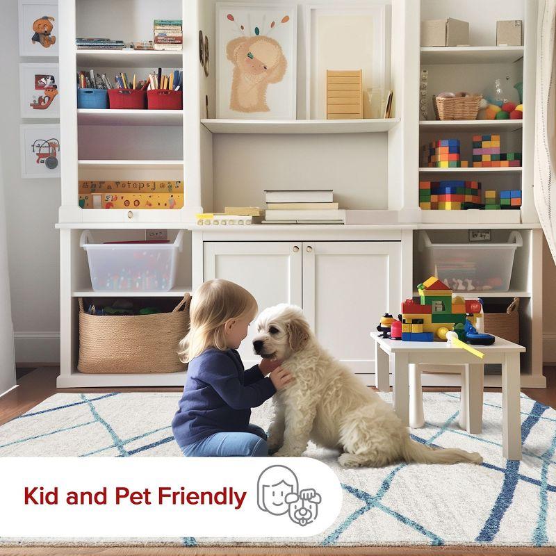 Nuloom 5x8 Thigpen Contemporary Indoor Area Rug, Light Blue, Abstract Lines, Non-Slip Backing, Stain Resistant, BedroomLiving Room, Kitchen,