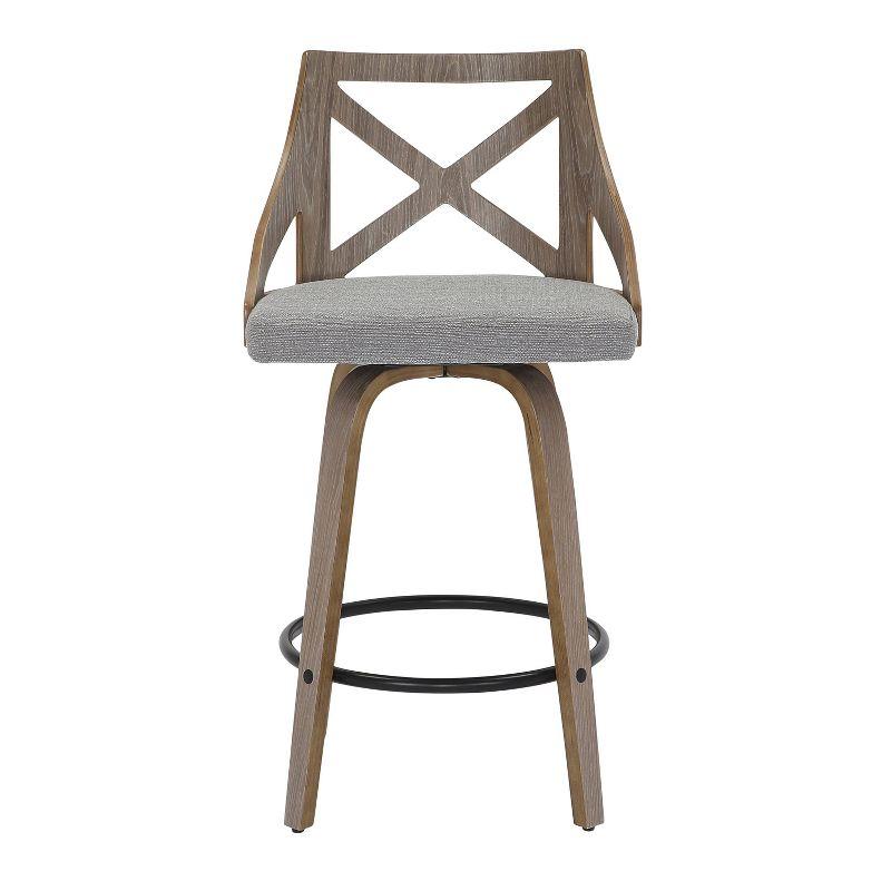 Set of 2 Charlotte Counter Height Barstools White Wash/Light Gray - LumiSource: Upholstered Swivel, Wood Frame