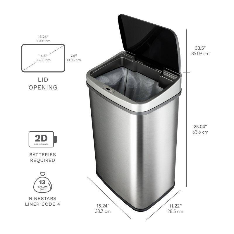 Nine Stars 13.2 Gallon Stainless Steel Motion Sensor Trash Can