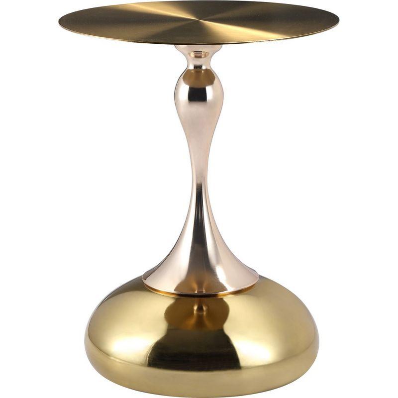 LeisureMod Wide Side Table with Gold Stainless Steel Top Round Accent Table and Pedestal Base Modern End Table Savoy Series