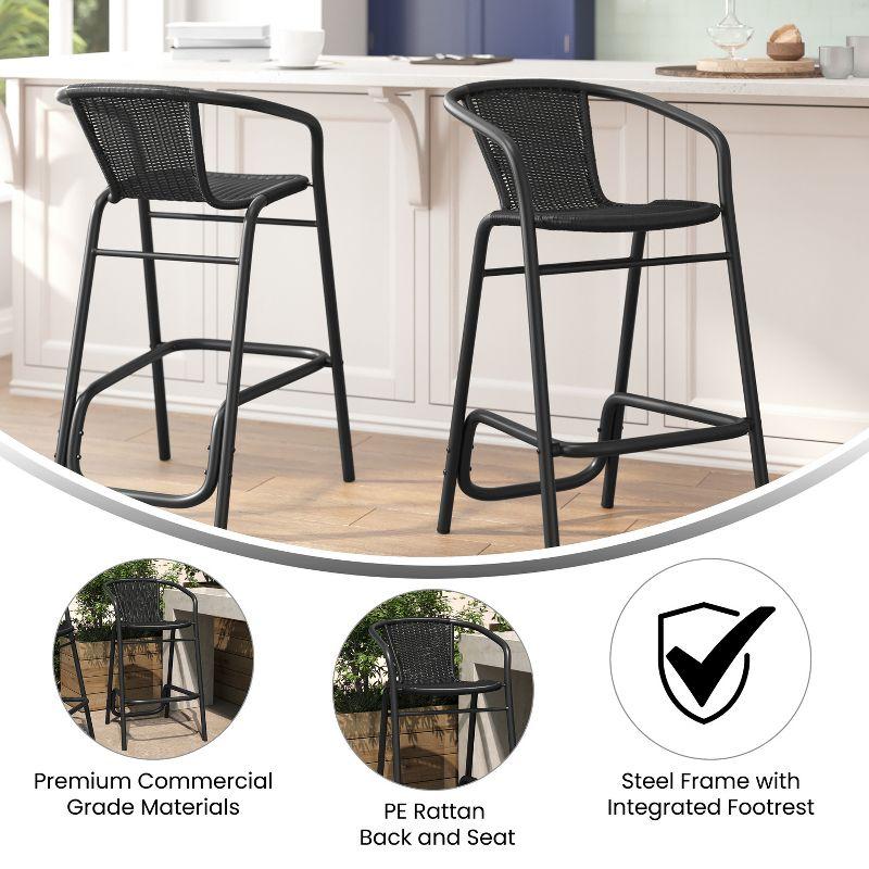 Lila Commercial Indoor-Outdoor Rattan Restaurant Barstool with Aluminum Frame