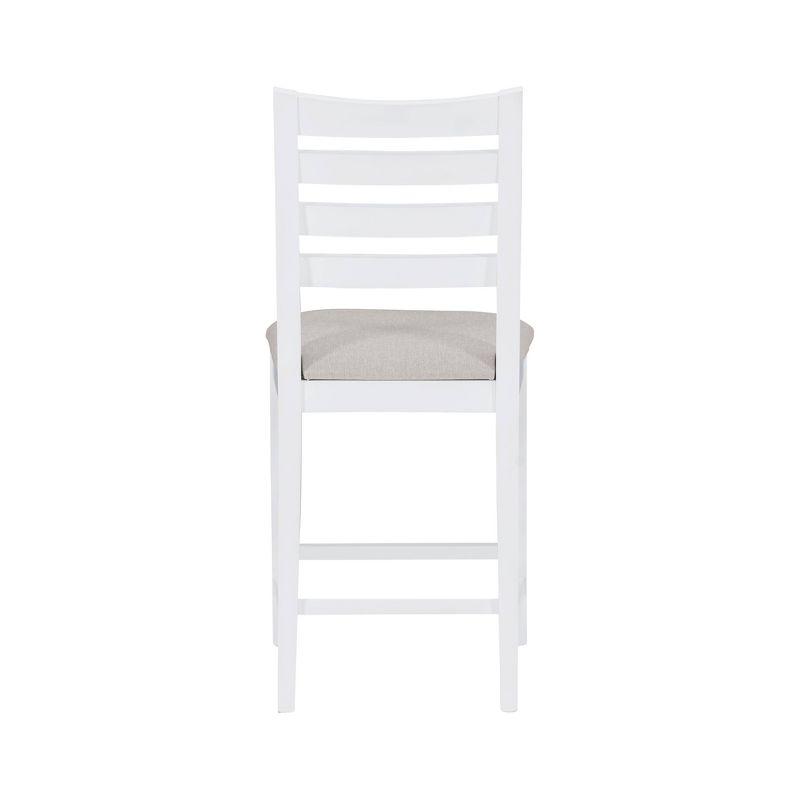 Set of 2 Flynn Ladder Back Counter Height Barstools Upholstered White - Linon: No Assembly, Solid Beechwood
