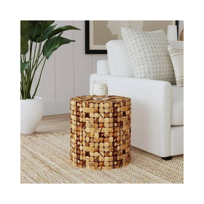 East at Main Juliette Coco End Table with Coconut Shell Mosaic Brown