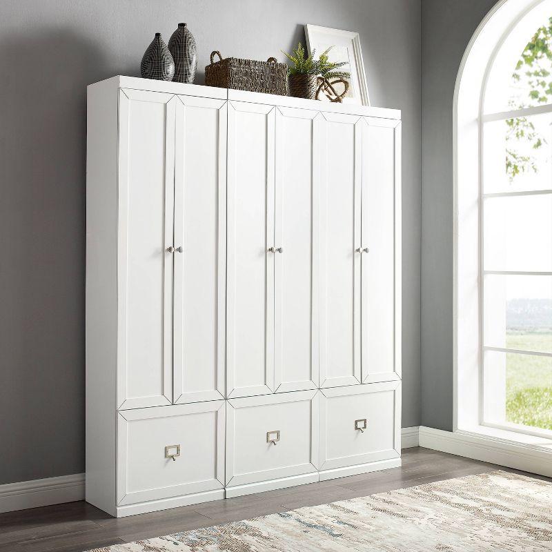 3pc Harper Entryway Pantry Closets White - Crosley: Modular Storage, Adjustable Shelves, Mudroom Organizer