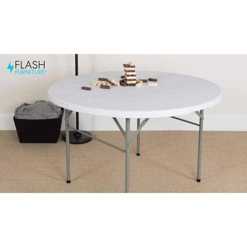 4-Foot Round Bi-Fold Plastic Banquet and Event Folding Table with Carrying Handle